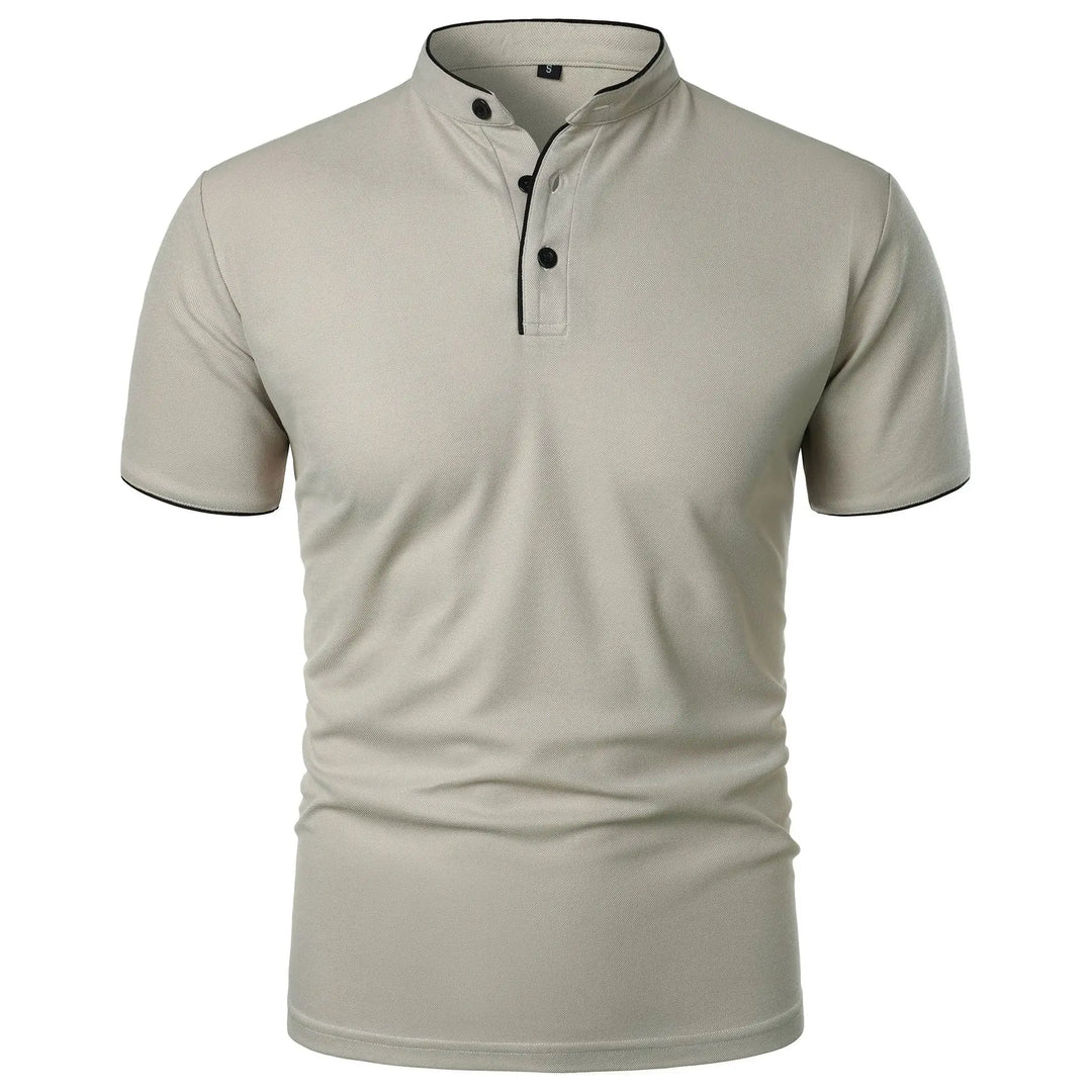 Polo Shirt Mænd Kortærmet Casual T-Shirt i Solid Farve 2