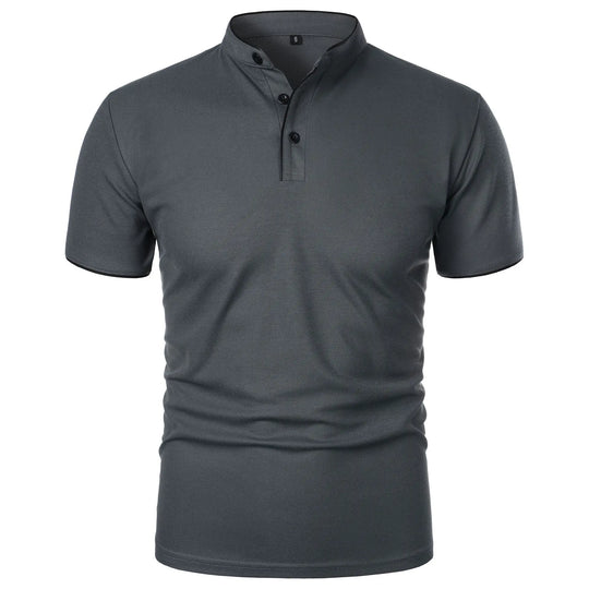 Polo Shirt Mænd Kortærmet Casual T-Shirt i Solid Farve 6