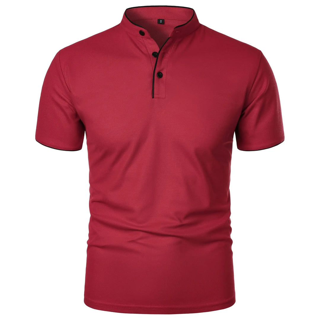 Polo Shirt Mænd Kortærmet Casual T-Shirt i Solid Farve 7