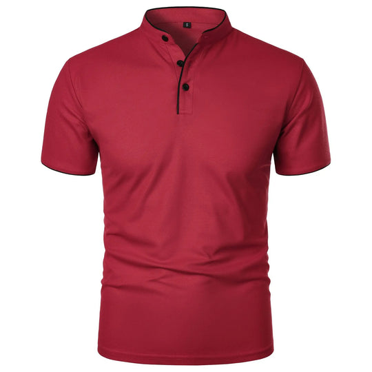 Polo Shirt Mænd Kortærmet Casual T-Shirt i Solid Farve 7