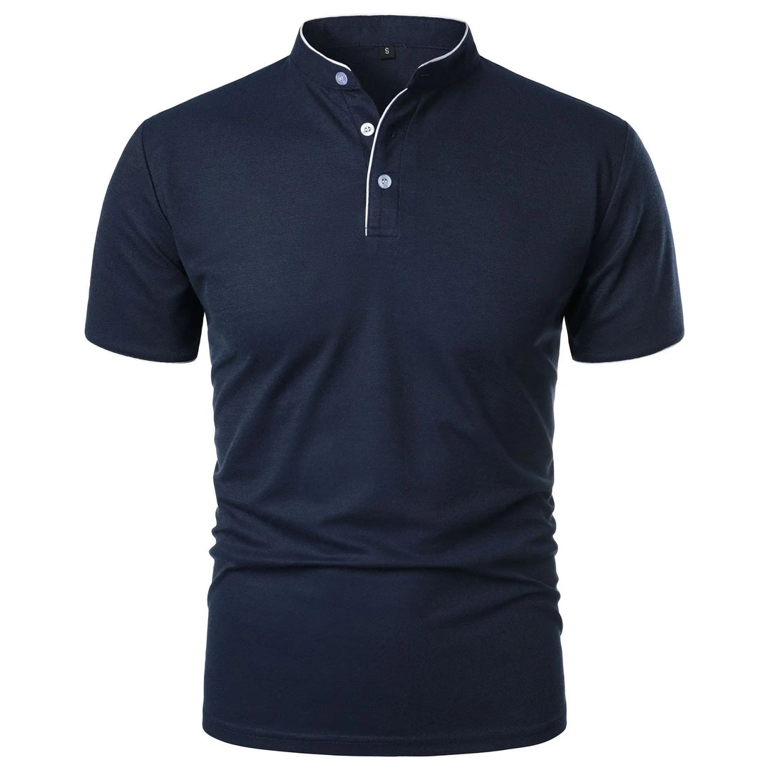 Polo Shirt Mænd Kortærmet Casual T-Shirt i Solid Farve 9
