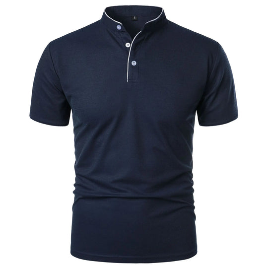 Polo Shirt Mænd Kortærmet Casual T-Shirt i Solid Farve 9