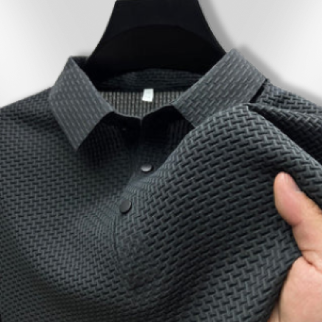 Polo Shirt Mænd Struktureret 100% Bomuld Tætsiddende 0