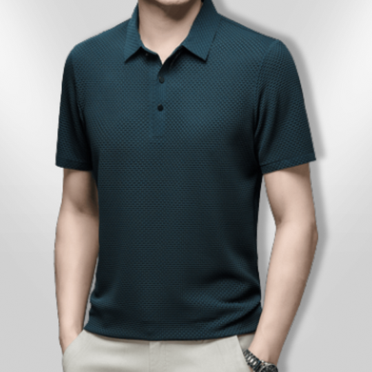 Polo Shirt Mænd Struktureret 100% Bomuld Tætsiddende 2
