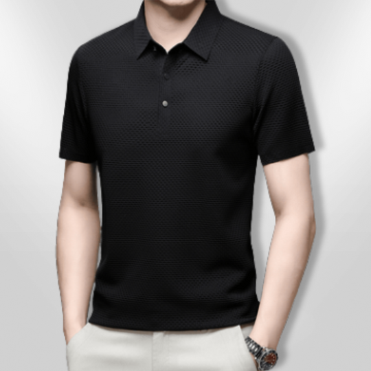 Polo Shirt Mænd Struktureret 100% Bomuld Tætsiddende 3