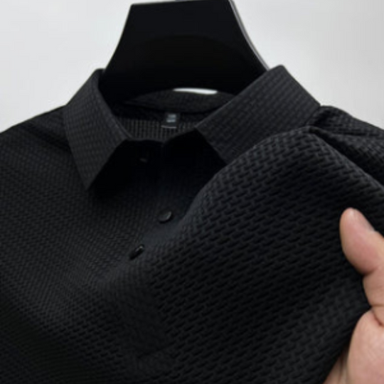 Polo Shirt Mænd Struktureret 100% Bomuld Tætsiddende 4