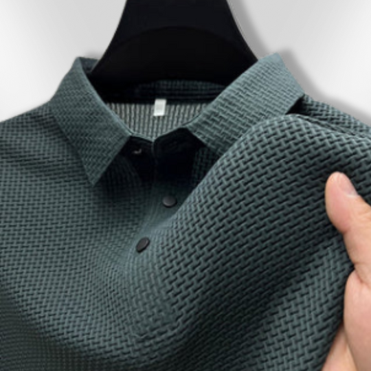 Polo Shirt Mænd Struktureret 100% Bomuld Tætsiddende 5
