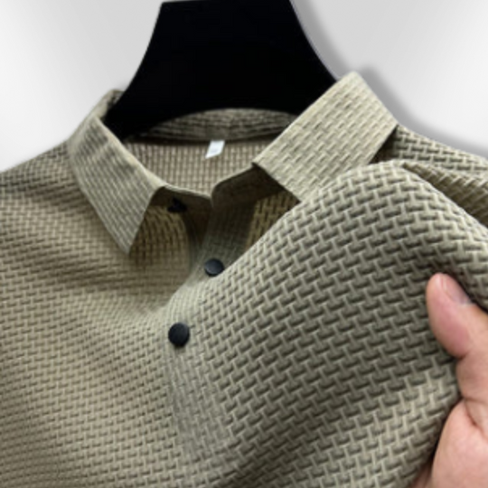 Polo Shirt Mænd Struktureret 100% Bomuld Tætsiddende 7