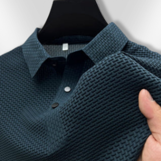 Polo Shirt Mænd Struktureret 100% Bomuld Tætsiddende 8