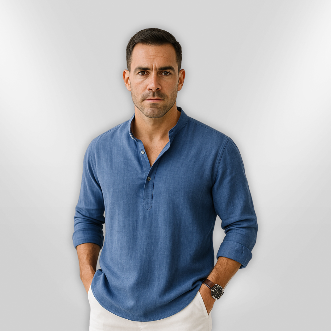 Polo Shirt Til Mænd Linned Tunisisk Krave Let Og Åndbar 1