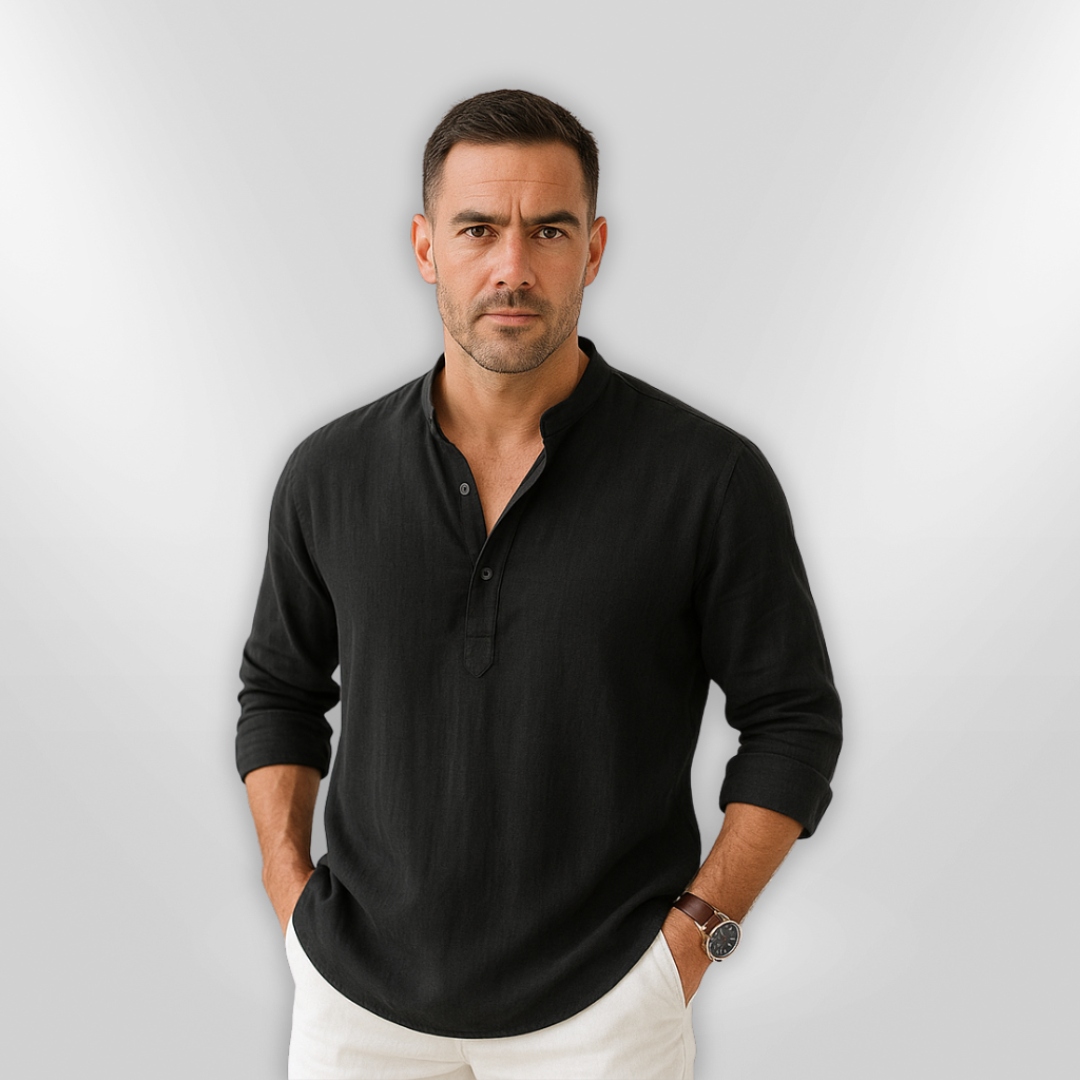 Polo Shirt Til Mænd Linned Tunisisk Krave Let Og Åndbar 2