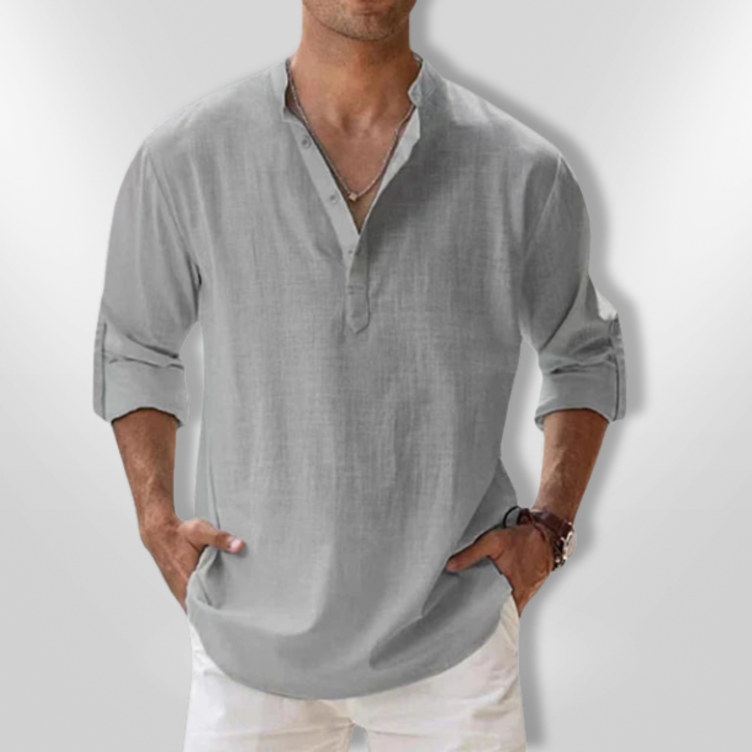 Polo Shirt Til Mænd Linned Tunisisk Krave Let Og Åndbar 7