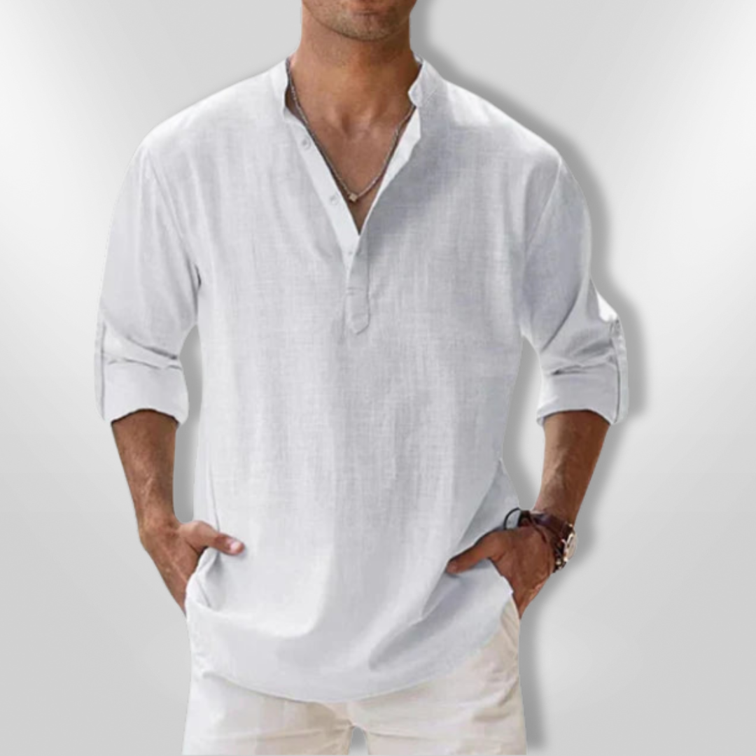 Polo Shirt Til Mænd Linned Tunisisk Krave Let Og Åndbar 9