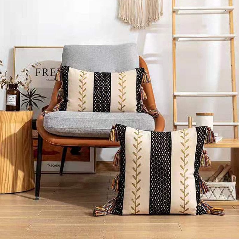 Pudebetræk 50x50 Boho Stil med Frynser 1