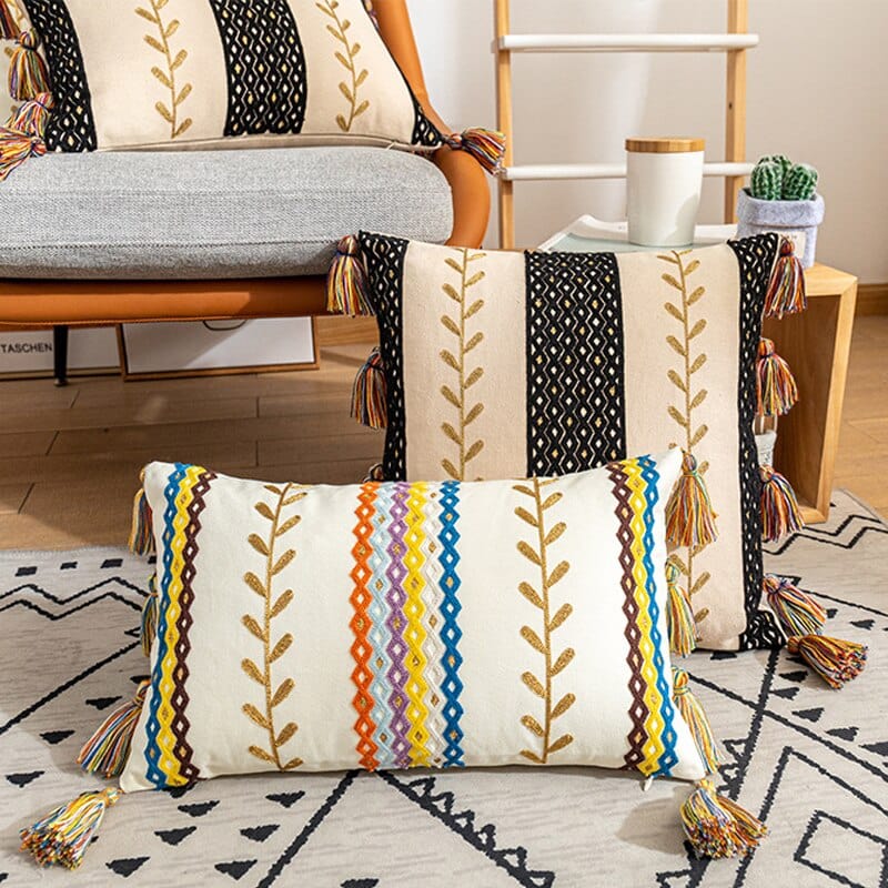 Pudebetræk 50x50 Boho Stil med Frynser 2
