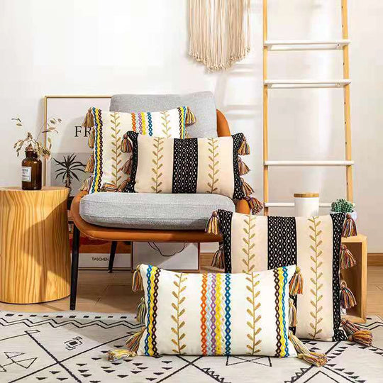 Pudebetræk 50x50 Boho Stil med Frynser 3