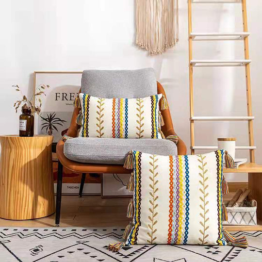 Pudebetræk 50x50 Boho Stil med Frynser 5