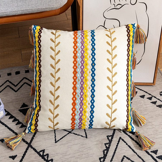 Pudebetræk 50x50 Boho Stil med Frynser 6