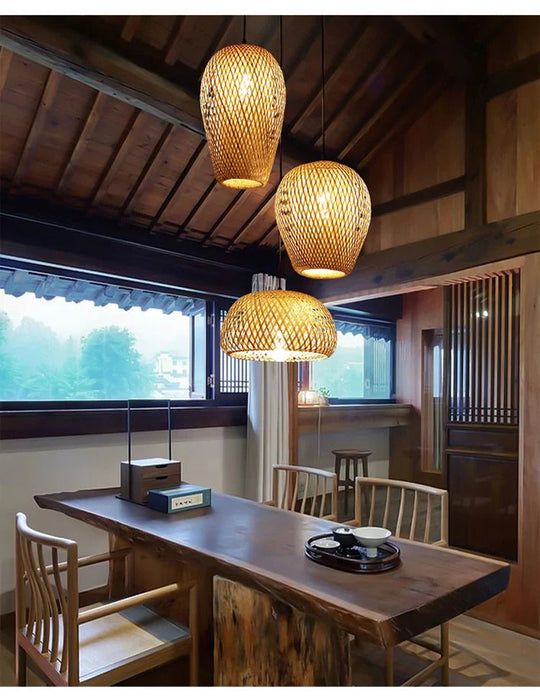 Rattan Pendellampe Håndlavet Design 7