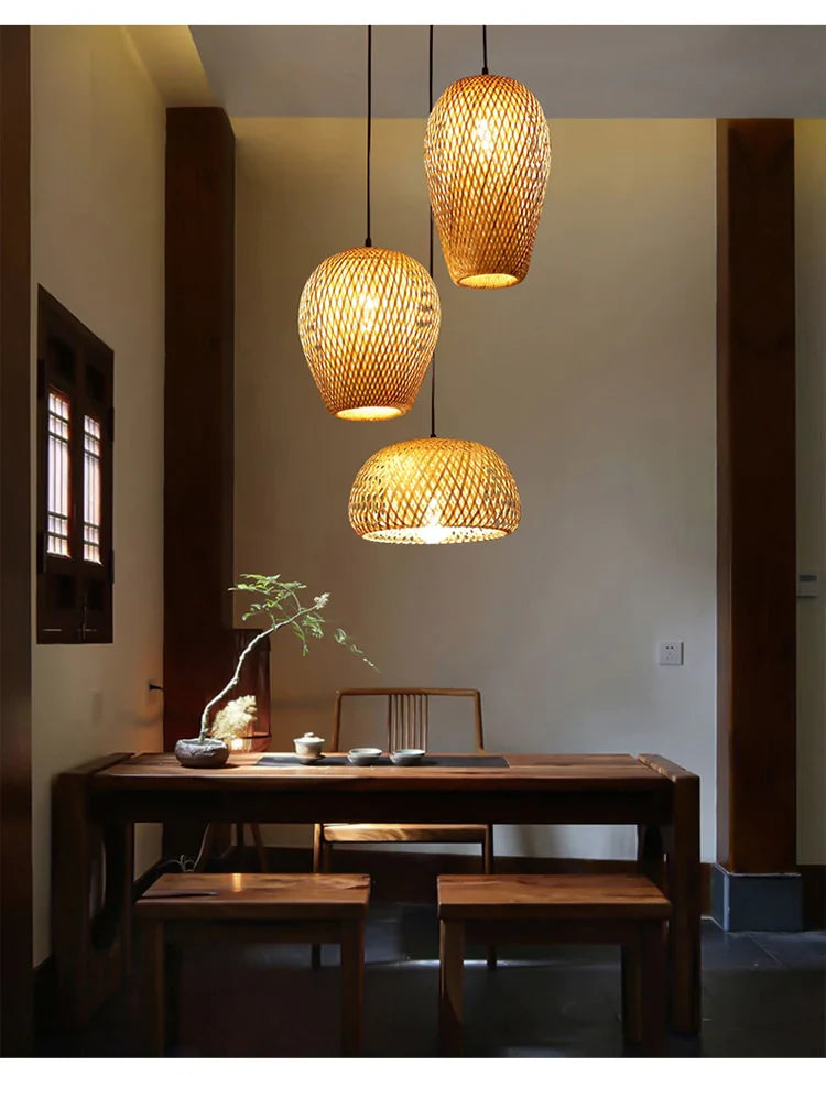 Rattan Pendellampe Håndlavet Design 8