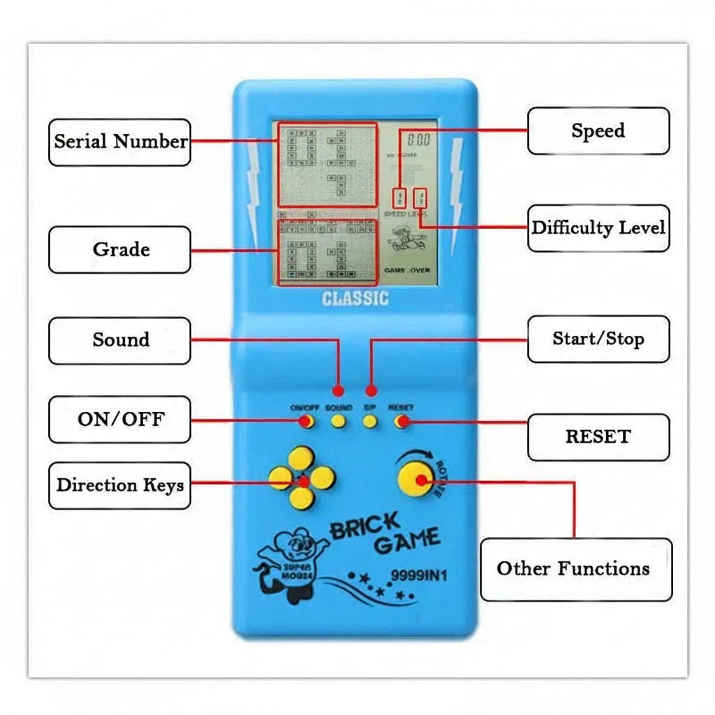 Retro Gaming Console Handheld Tetris Fun 5
