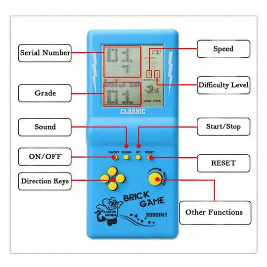 Retro Gaming Console Handheld Tetris Fun 5