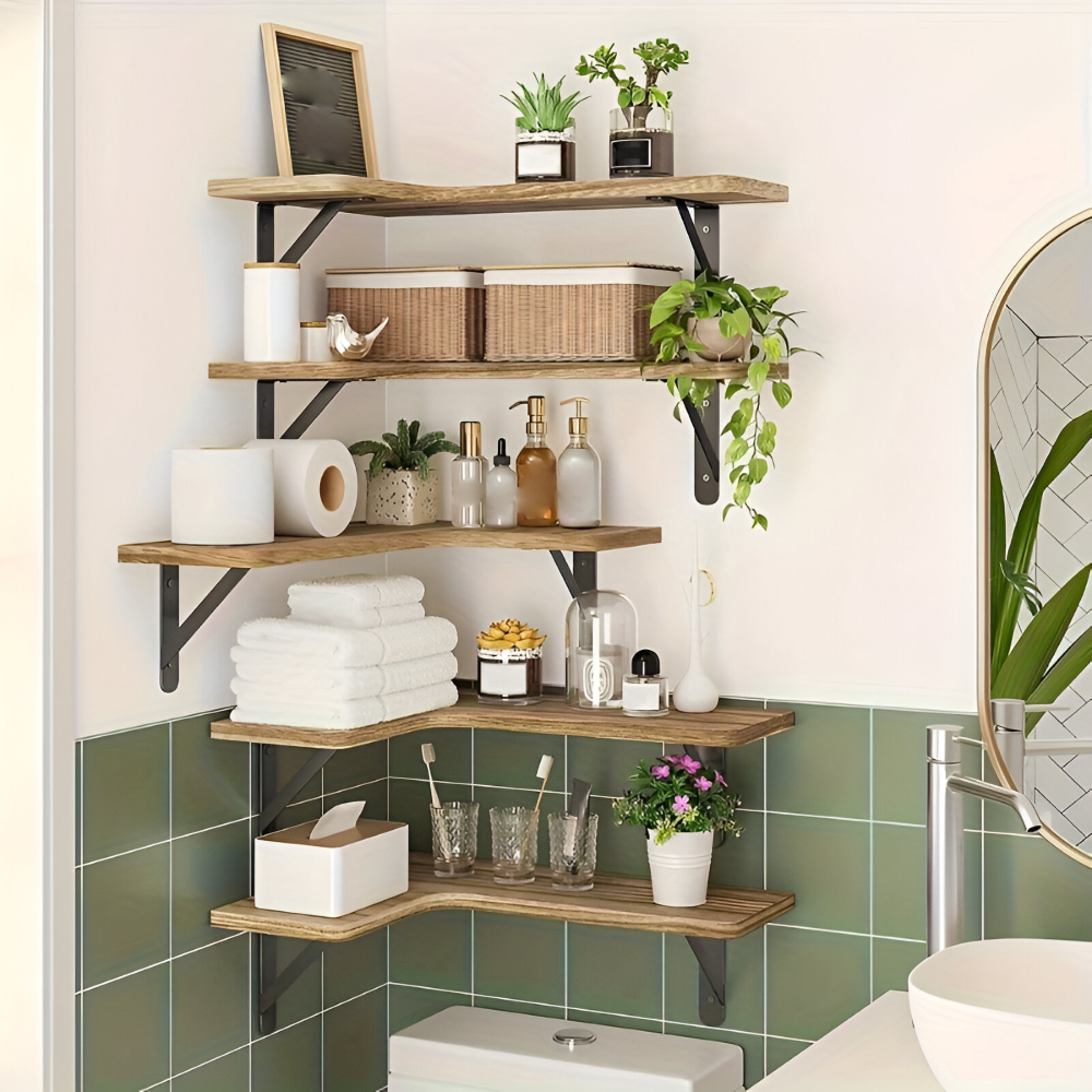 Rustikt Træhyldesæt til Hjørner og Vægge 5