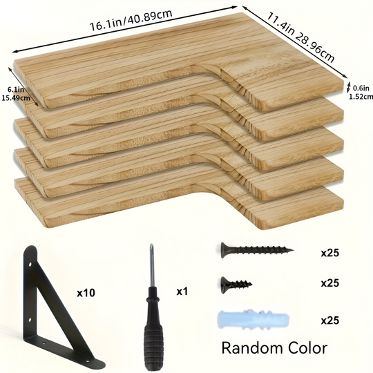 Rustikt Træhyldesæt til Hjørner og Vægge 7