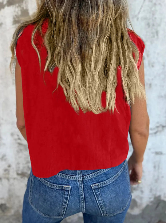 Skjortebluse Dame Button Down Linned Cap Sleeve Komfortabel Sommer Stil 4