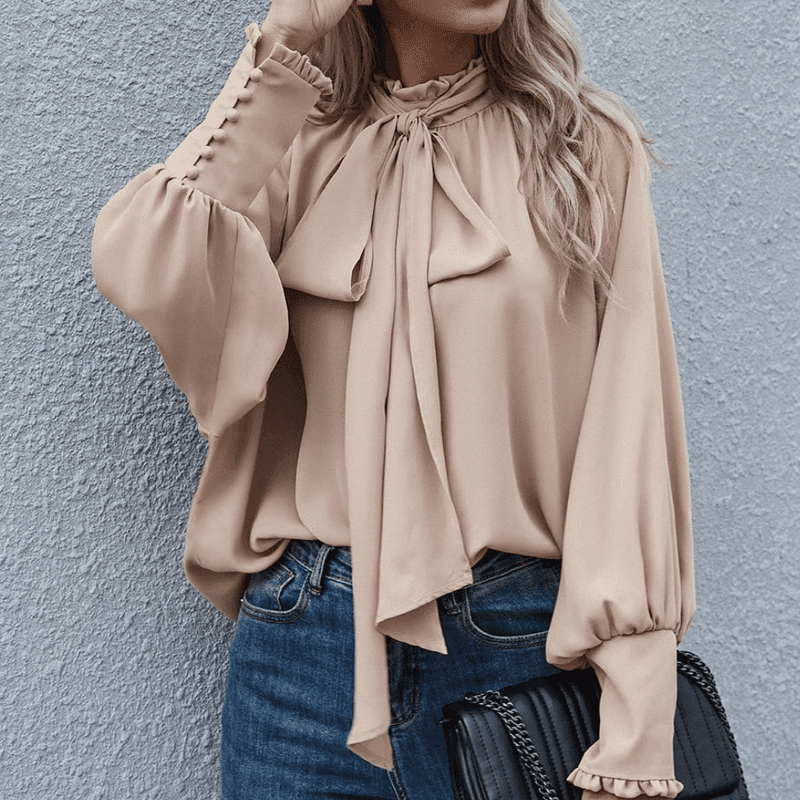 Skjortebluse Dame Casual Langærmet Polyester 4
