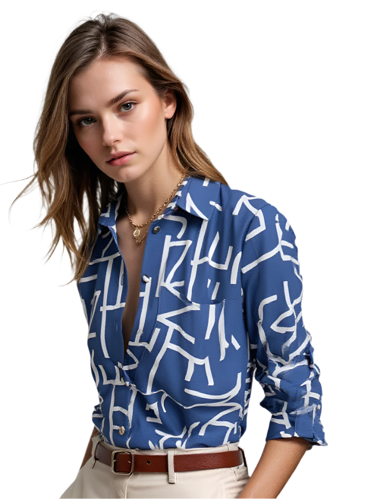 Skjortebluse Dame Klassisk Omslagkrave Blødt Let Stof 0
