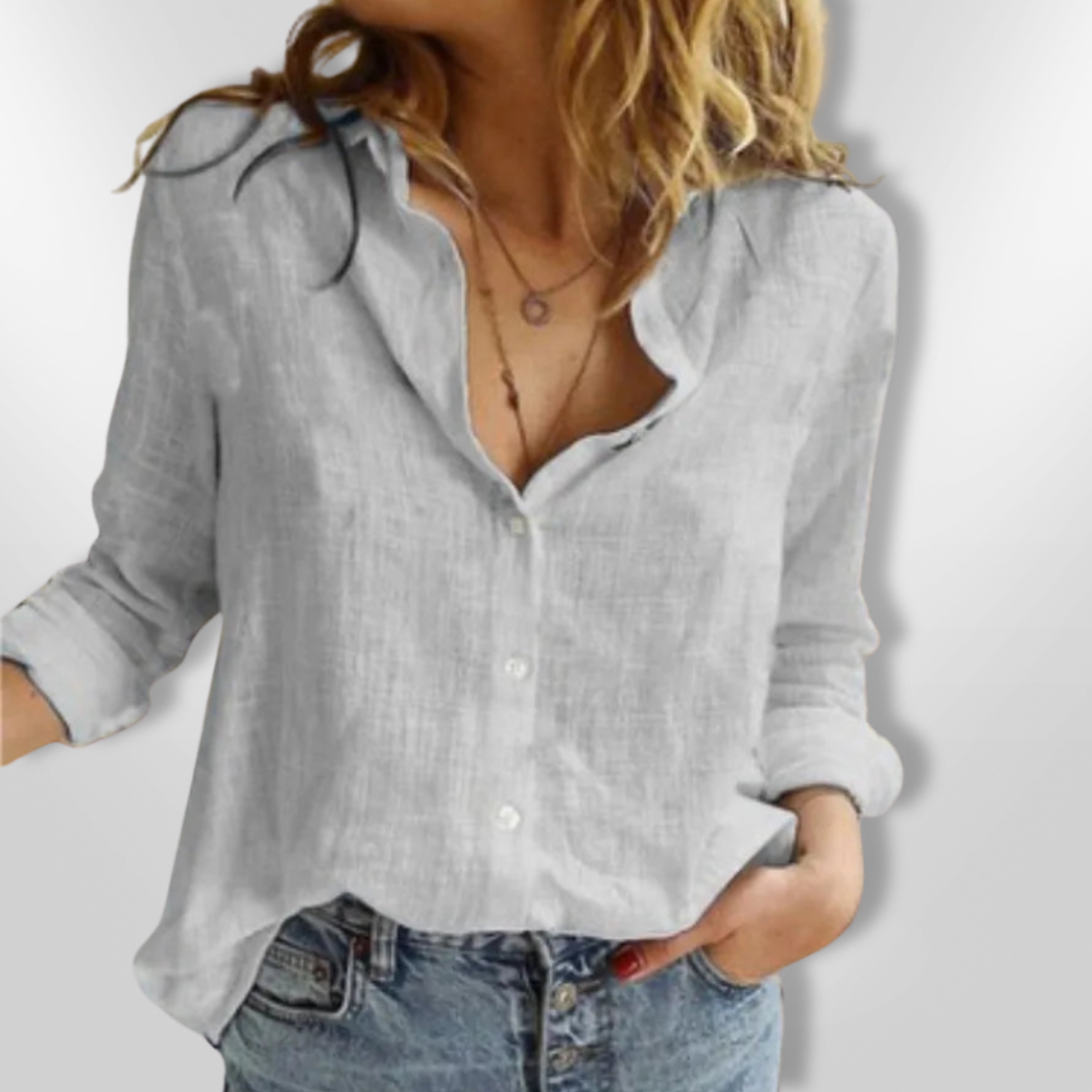 Skjortebluse Dame Med Fugleprint Af Blødt Coton - Afslappet Pasform 10