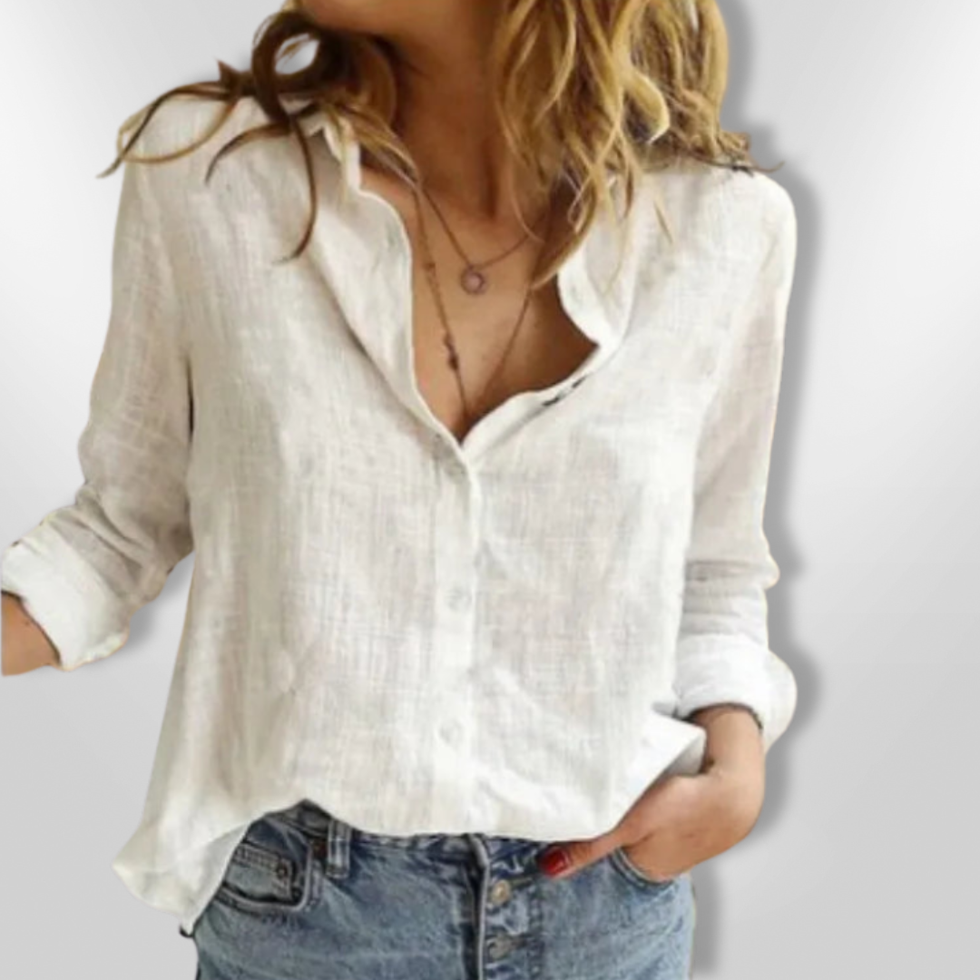 Skjortebluse Dame Med Fugleprint Af Blødt Coton - Afslappet Pasform 7