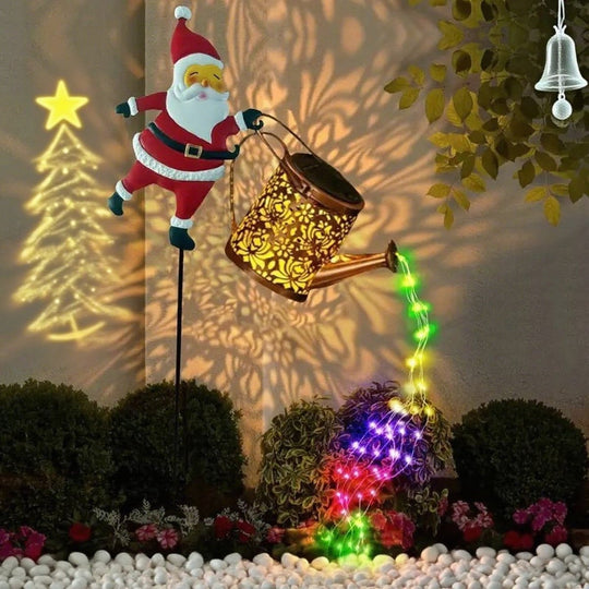 Solar Santa Vandkande Lanterne til Vinterhave Dekoration 0