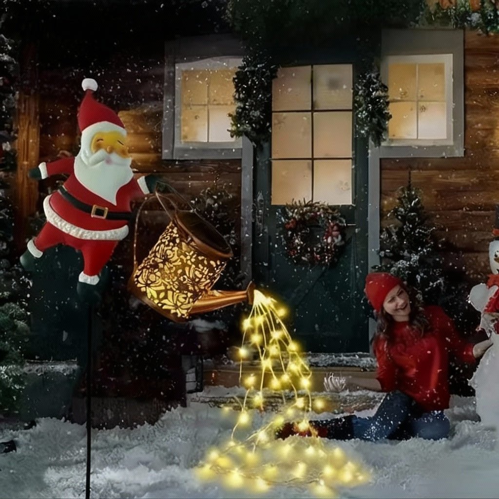 Solar Santa Vandkande Lanterne til Vinterhave Dekoration 4
