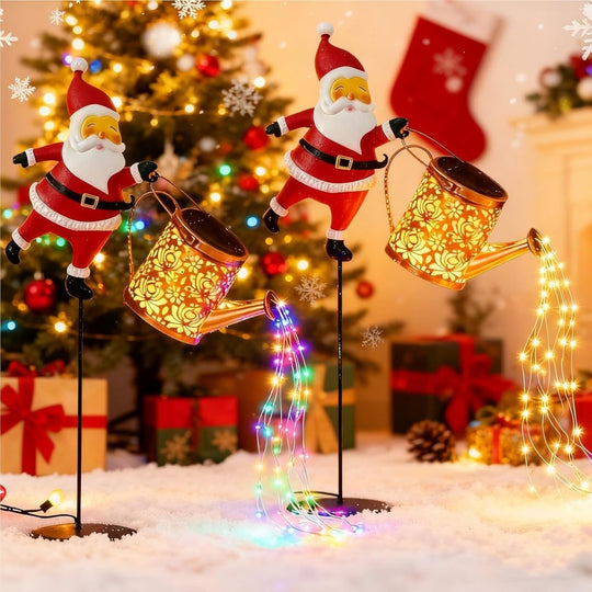Solar Santa Vandkande Lanterne til Vinterhave Dekoration 9