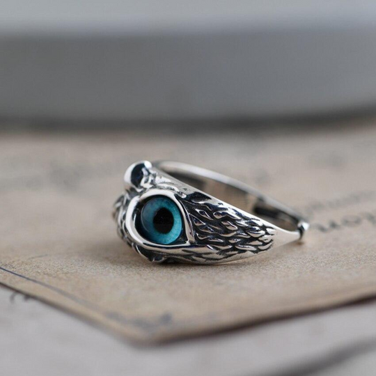 Sølv Charm Ring med Ugle Design 1