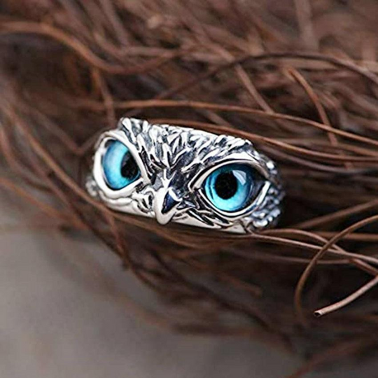 Sølv Charm Ring med Ugle Design 3