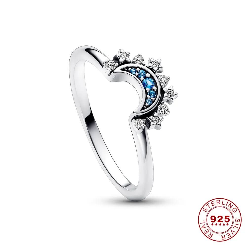 Sølv Ring med Måne og Sol Design Tidløs Stil 5