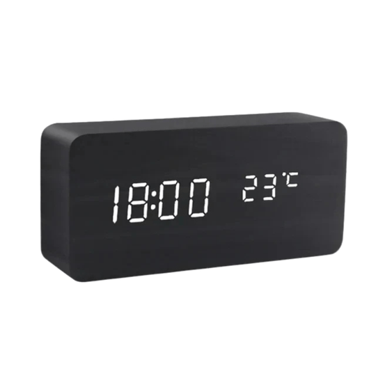 Stemmestyret LED Træur Minimalistisk Design 11
