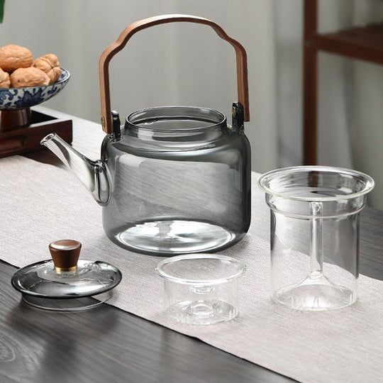 Teekande i Glas og Træ Design Moderne 2