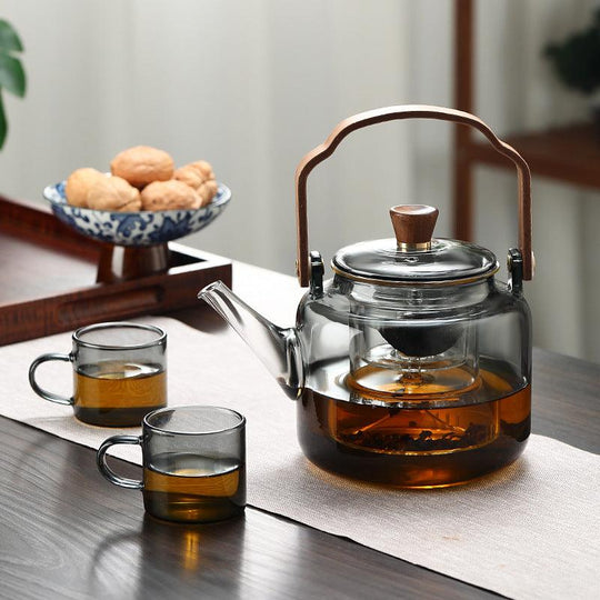 Teekande i Glas og Træ Design Moderne 3