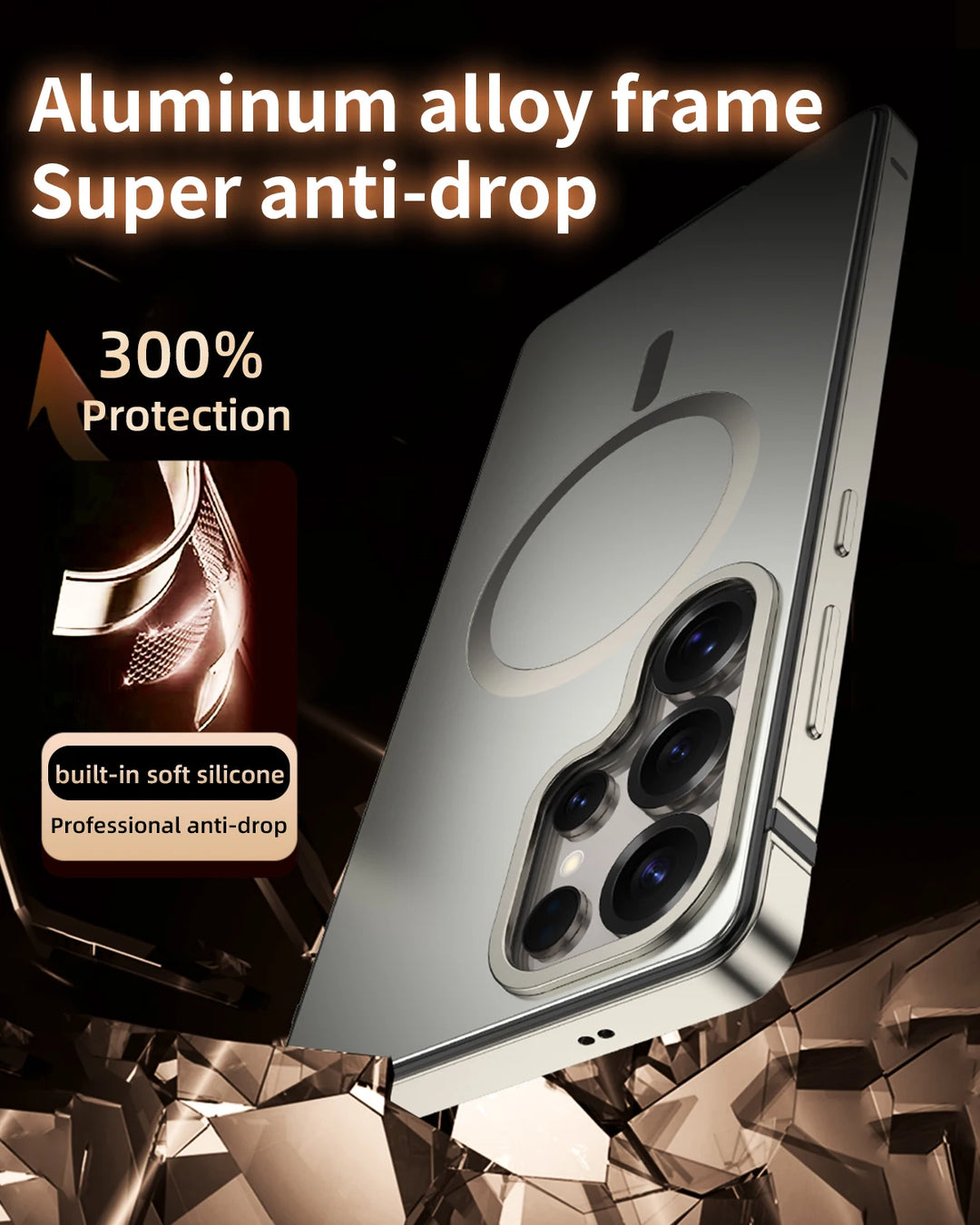 Telefoncover til Samsung Galaxy S25 Ultra Metal Design med Magnetisk Opladningsring 1