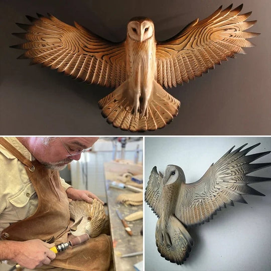 Trævægdekoration Ugle Design 3