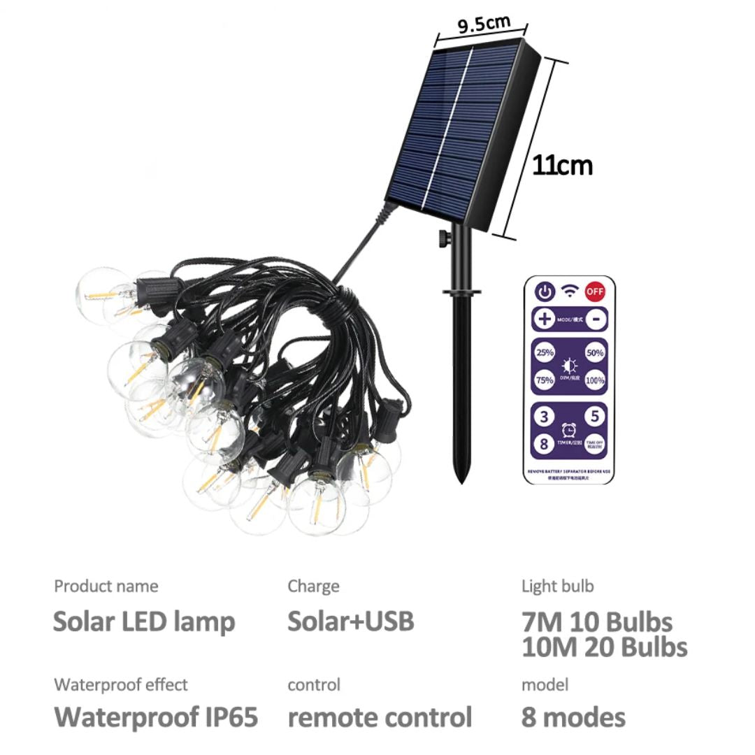 Udendørs Lysstreng med Solenergi 2