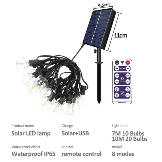 Udendørs Lysstreng med Solenergi 2