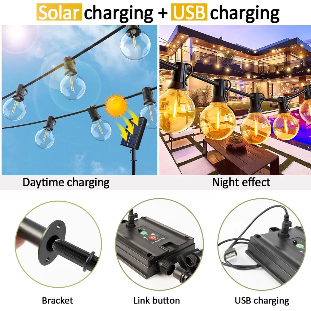 Udendørs Lysstreng med Solenergi 6