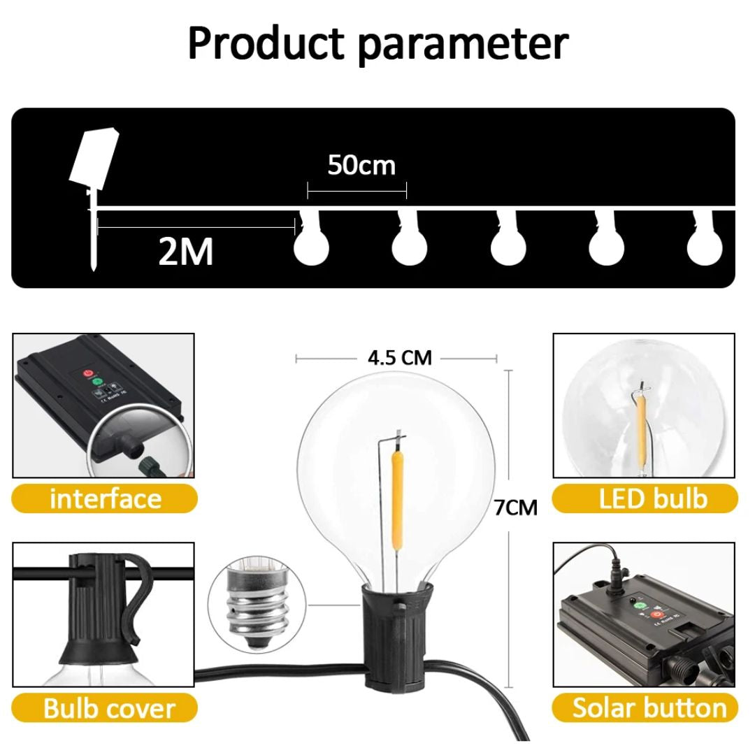 Udendørs Lysstreng med Solenergi 7