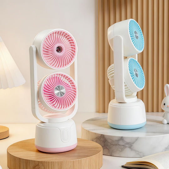 Unisex Bærbar Dobbeltventilator Med Justerbare Hoveder 3