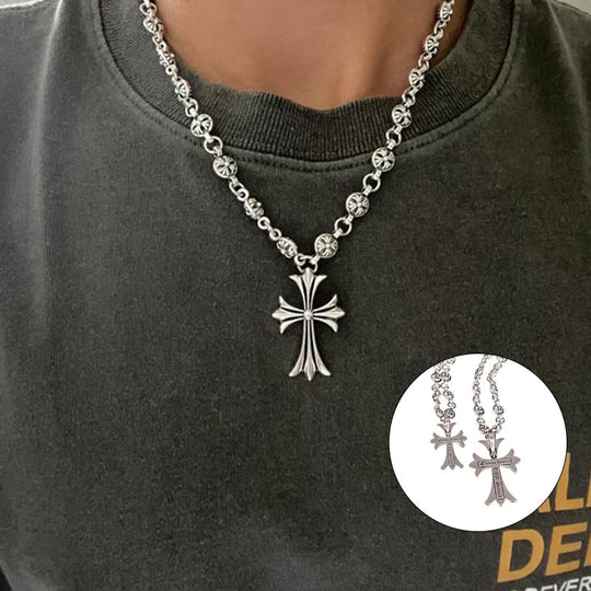 Unisex Gothic Cross Pendant Halskæde 0
